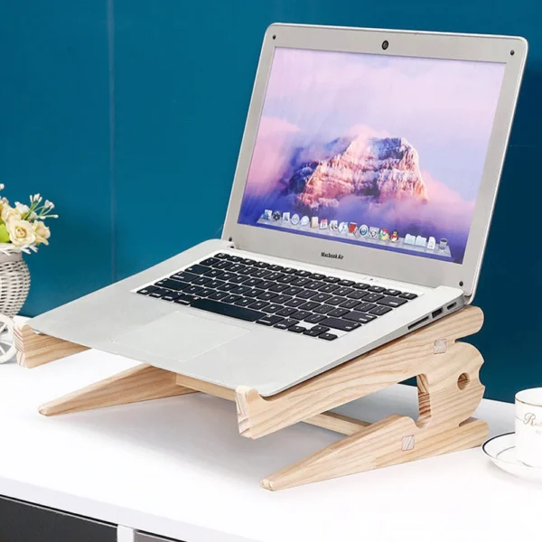 Wooden Laptop Stand, Universal Desk Holder, Detachable, Storage, 10-17 Inch