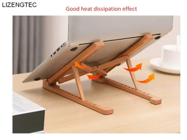 Wooden Laptop Stand Foldable Ergonomic Design Fit Notebook 11-17 Inch - Image 3