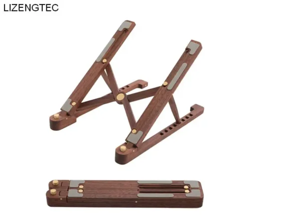 Wooden Laptop Stand Foldable Ergonomic Design Fit Notebook 11-17 Inch