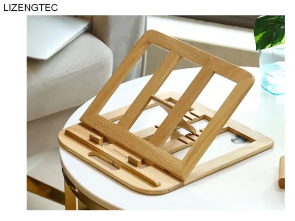 Wooden Laptop Stand Foldable Portable Walnut Beech Fit 11-16 Inch - Image 2