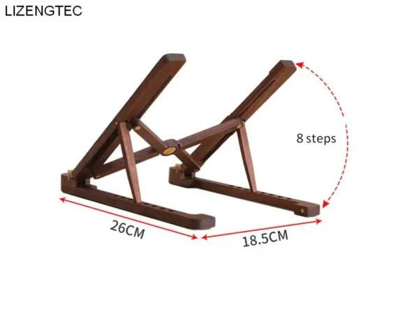 Wooden Laptop Stand Foldable Ergonomic Design Fit Notebook 11-17 Inch - Image 2