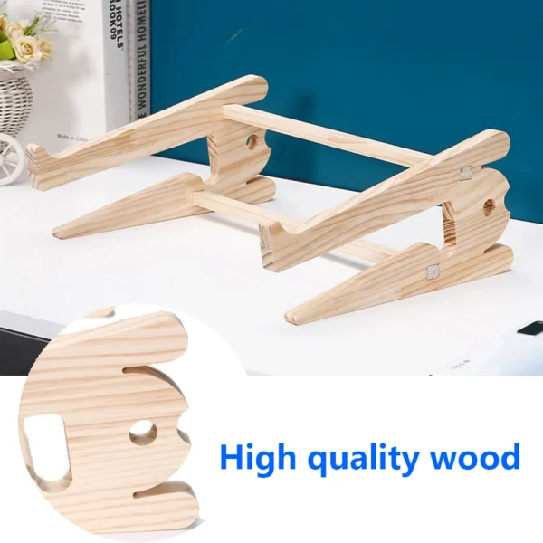 Wooden Laptop Stand, Universal Desk Holder, Detachable, Storage, 10-17 Inch - Image 4