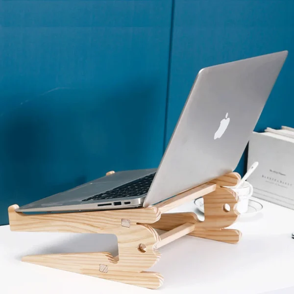 Wooden Laptop Stand, Universal Desk Holder, Detachable, Storage, 10-17 Inch - Image 5