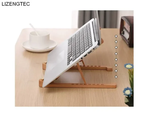 Wooden Laptop Stand Foldable Ergonomic Design Fit Notebook 11-17 Inch - Image 4