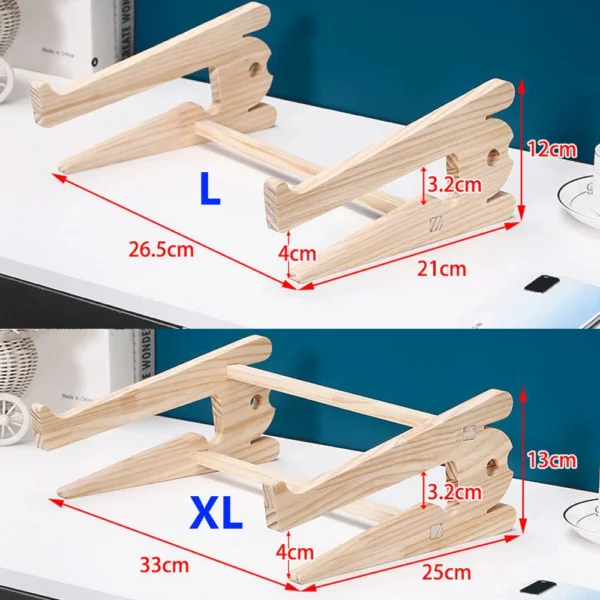 Wooden Laptop Stand, Universal Desk Holder, Detachable, Storage, 10-17 Inch - Image 3
