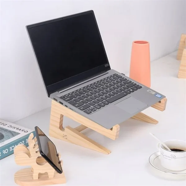 Wooden Laptop Stand Detachable Base Cooling Bracket For 10-17 Inch - Image 2