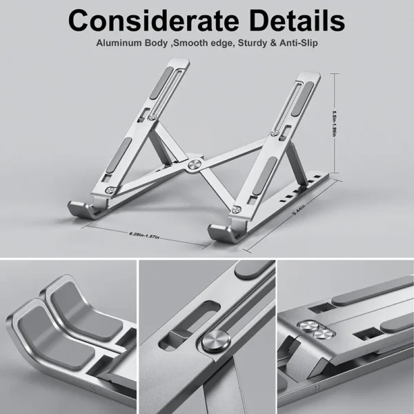 Foldable MacBook Stand Aluminum Laptop Holder for Air Pro and PC - Image 5