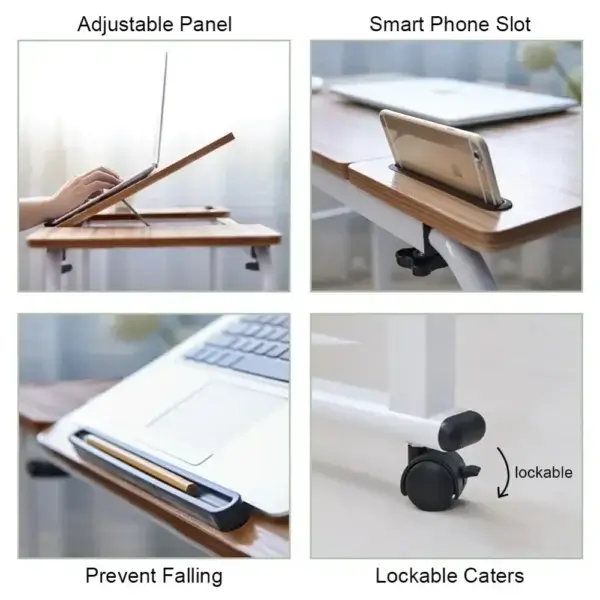 Adjustable Laptop Desk with Wheels – Mobile Overbed Computer Table - Image 6