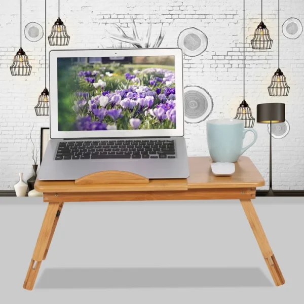 Adjustable Bamboo Rack Shelf, Portable Lap Desk for Study, Reading - Image 2