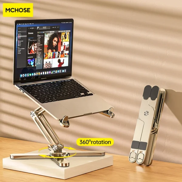 360° Rotating MacBook Stand Metal Laptop Riser for Desk Work