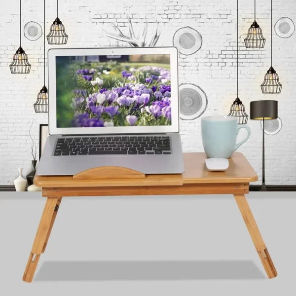 Wooden Laptop Stand Adjustable Height Portable Bedside Reading Table - Image 6