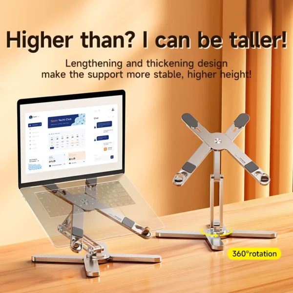 360° Rotating MacBook Stand Metal Laptop Riser for Desk Work - Image 2