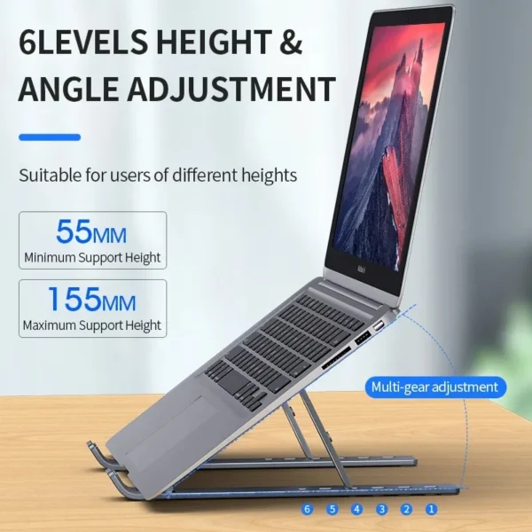 Foldable Aluminum MacBook Stand – Portable & Adjustable Holder - Image 2