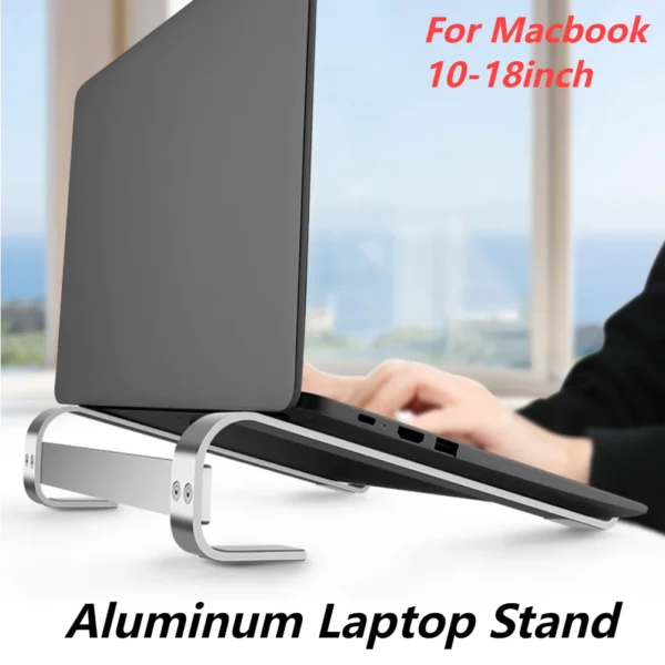 Portable MacBook Stand Aluminum Laptop Riser Holder for 10-18 Inch Devices - Image 3