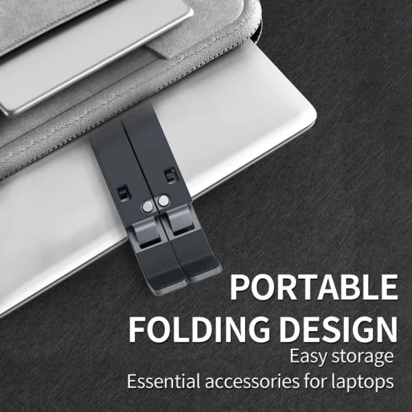 Foldable Aluminum MacBook Stand – Portable & Adjustable Holder - Image 5