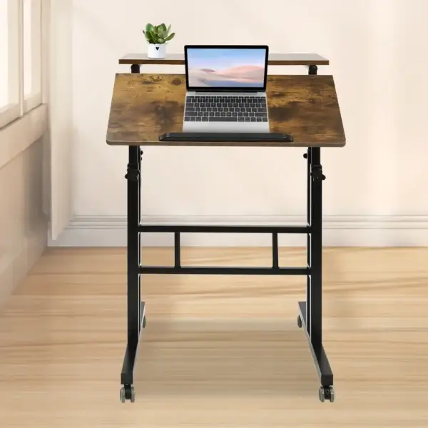 Adjustable Laptop Desk with Wheels – Portable Standing Workstation - Image 2