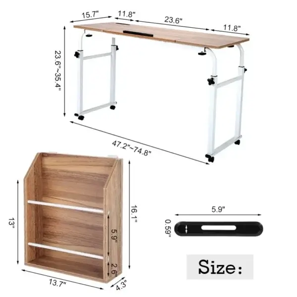 Adjustable Laptop Desk with Wheels – Mobile Overbed Computer Table - Image 4