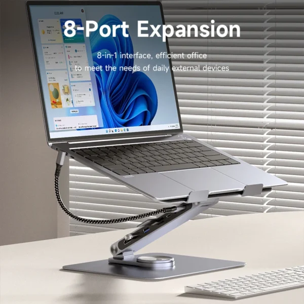 Adjustable MacBook Stand with USB Hub & Aluminum Design - Image 5