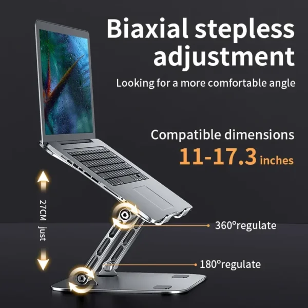 Adjustable Aluminum MacBook Stand for Laptops & Tablets Up to 17" - Image 2