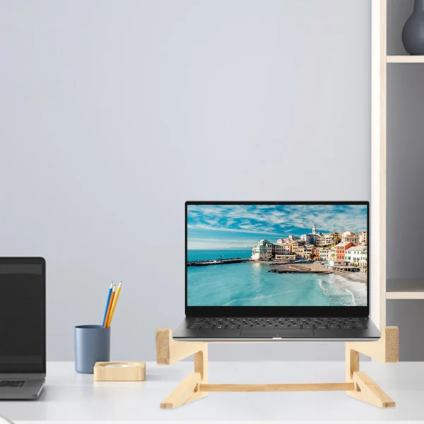 Wooden Laptop Stand Foldable Riser For Notebook & Tablet Keyboard - Image 3