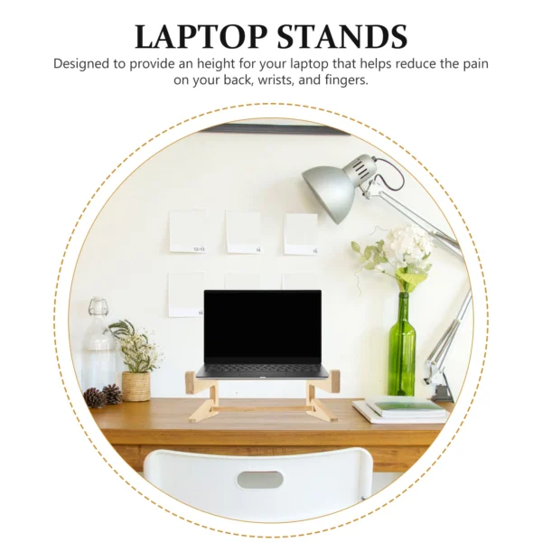 Wooden Laptop Stand Foldable Riser For Notebook & Tablet Keyboard - Image 6