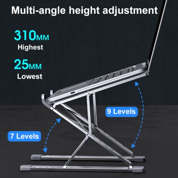 CMASO N8 Adjustable Aluminum MacBook Stand with Cooling Pad - Image 2