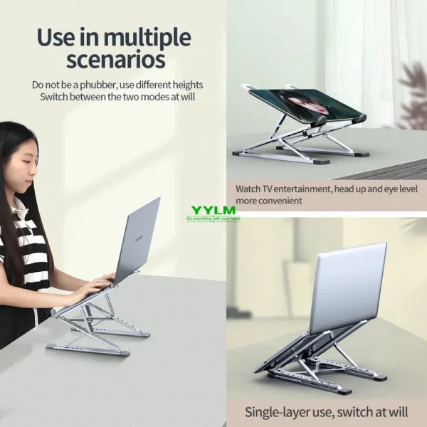 YYLM N8 Adjustable MacBook Stand – Portable & Foldable Cooling Holder - Image 2
