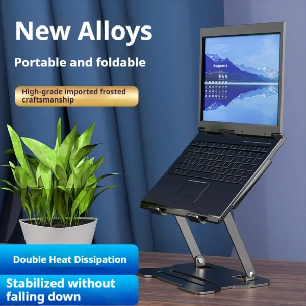 Adjustable MacBook Stand, Portable Metal Laptop Riser Holder - Image 2