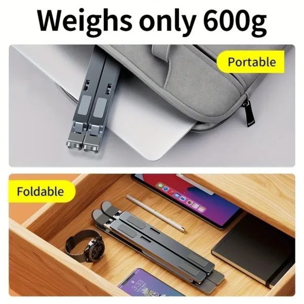 Adjustable MacBook Stand – Foldable Aluminum Laptop Holder & Riser - Image 5