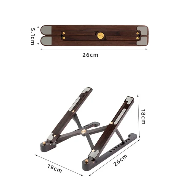Wooden Laptop Stand Foldable Adjustable Cooling Holder For Notebook & MacBook - Image 6