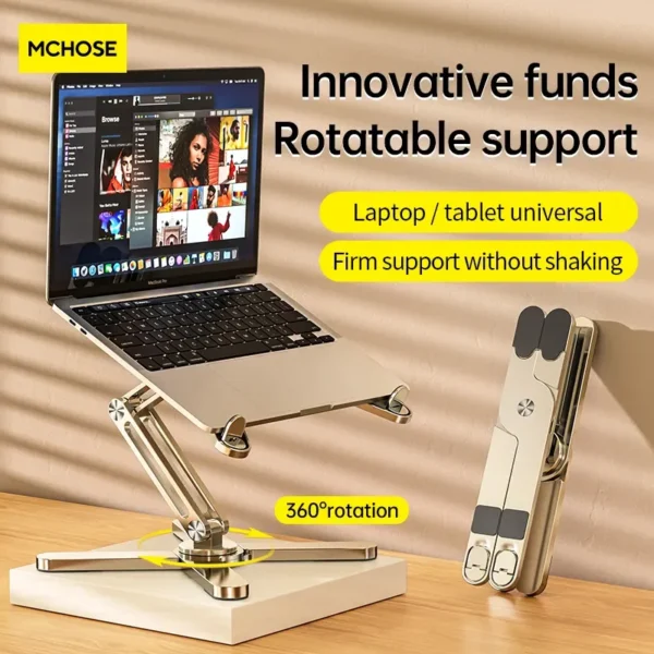 Rotating Portable MacBook Stand with Adjustable Holder Design - Image 3