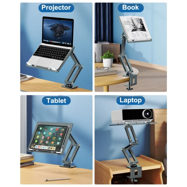 MacBook Stand 360° Rotating Adjustable Clamp Holder For Desk - Image 6