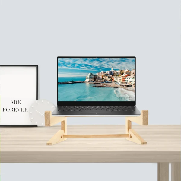 Wooden Laptop Stand Foldable Riser For Notebook & Tablet Keyboard - Image 2
