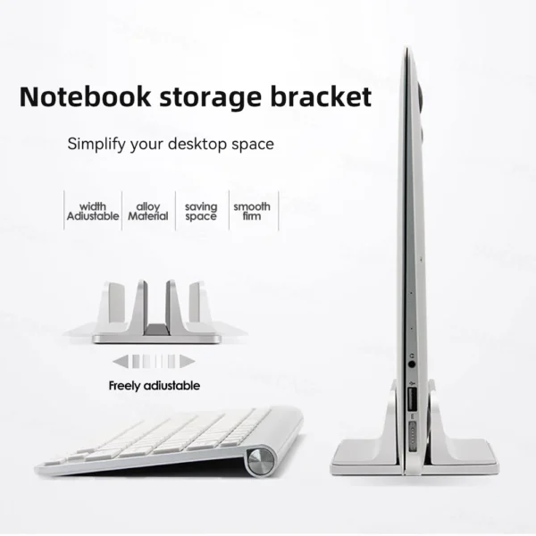 Foldable Vertical MacBook Stand – Aluminum Laptop & Tablet Holder - Image 5