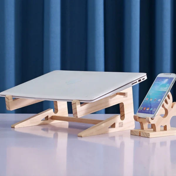 Wooden Laptop Stand Detachable Cooling Holder for Notebook 10-17 Inch - Image 3