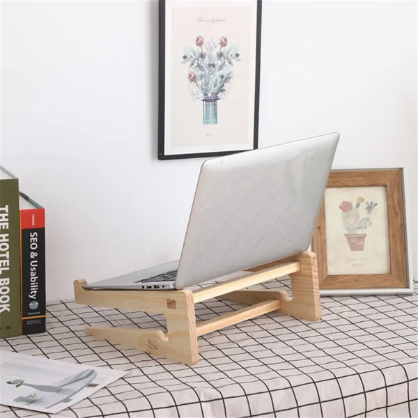 Wooden Laptop Stand Detachable Cooling Holder for Notebook 10-17 Inch - Image 2