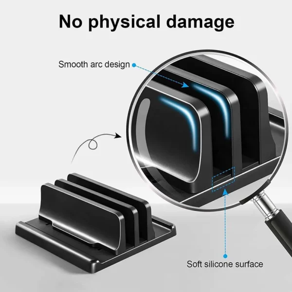 Adjustable Dual-Slot MacBook Stand for Space-Saving Desktop - Image 5
