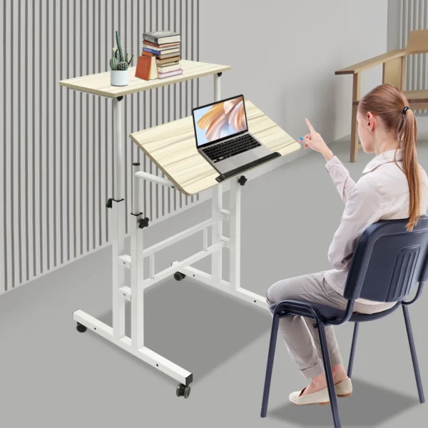 Adjustable Laptop Desk with Wheels – Portable Standing Workstation