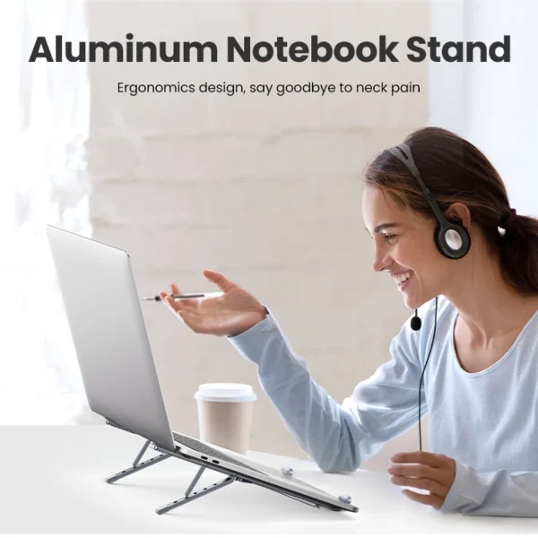 Foldable Aluminum MacBook Stand – Vertical Laptop & Tablet Holder - Image 2