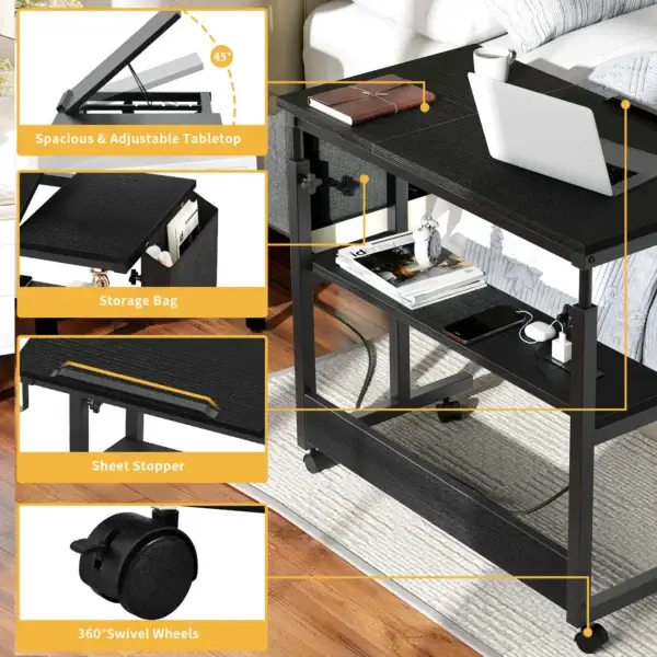 Height Adjustable Laptop Desk with Charging Station for Work & Study - Image 5