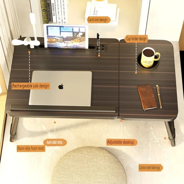 Wooden Laptop Stand Adjustable Foldable Desk For Bed, Couch & Writing - Image 4