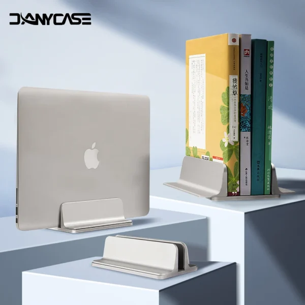 Foldable Vertical MacBook Stand – Aluminum Laptop & Tablet Holder