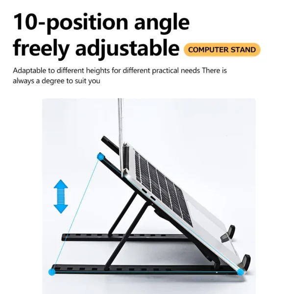 MacBook Stand: Adjustable Ten-Speed Foldable Plastic Laptop Holder. - Image 2