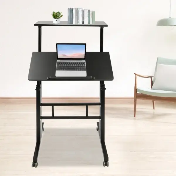 Adjustable Laptop Desk with Wheels – Portable Standing Workstation - Image 3
