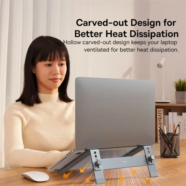 Baseus Adjustable MacBook Stand – Portable Aluminum Cooling Holder - Image 5