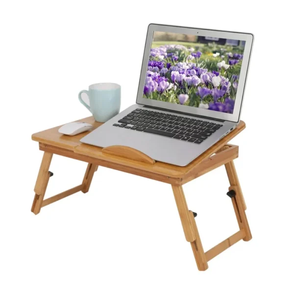 Wooden Laptop Stand Adjustable Height Portable Bedside Reading Table - Image 4