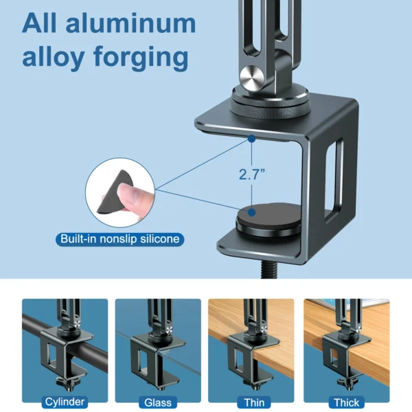 MacBook Stand 360° Rotating Adjustable Clamp Holder For Desk - Image 5