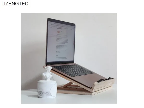 Wooden Laptop Stand: Foldable Design For 11-17 Inch Devices Stylish - Image 2