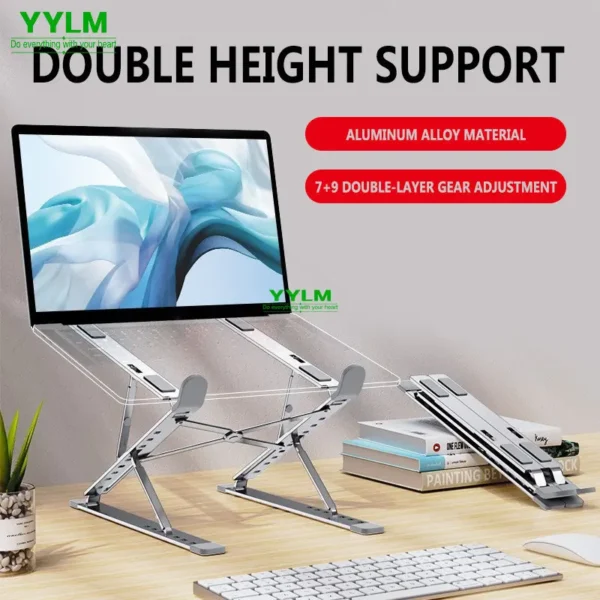 YYLM N8 Adjustable MacBook Stand – Portable & Foldable Cooling Holder
