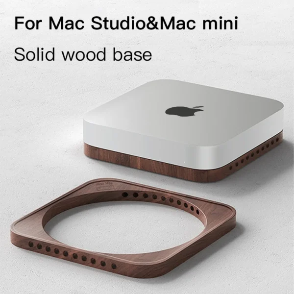 Wooden Laptop Stand For Mac Mini Studio Dustproof Cooling Holder